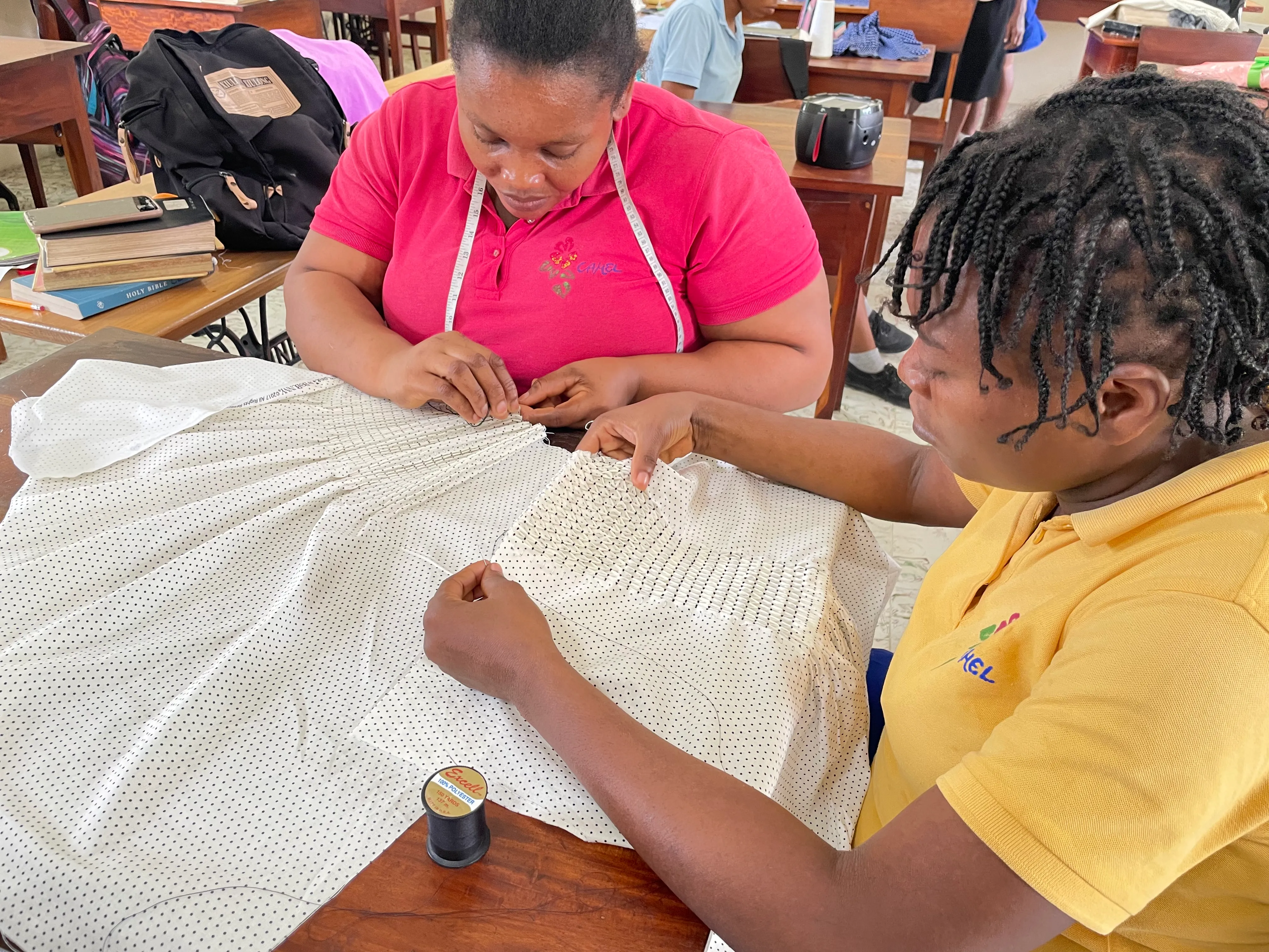 Centre Lumière students engaged in artisan program learning practical vocational skills